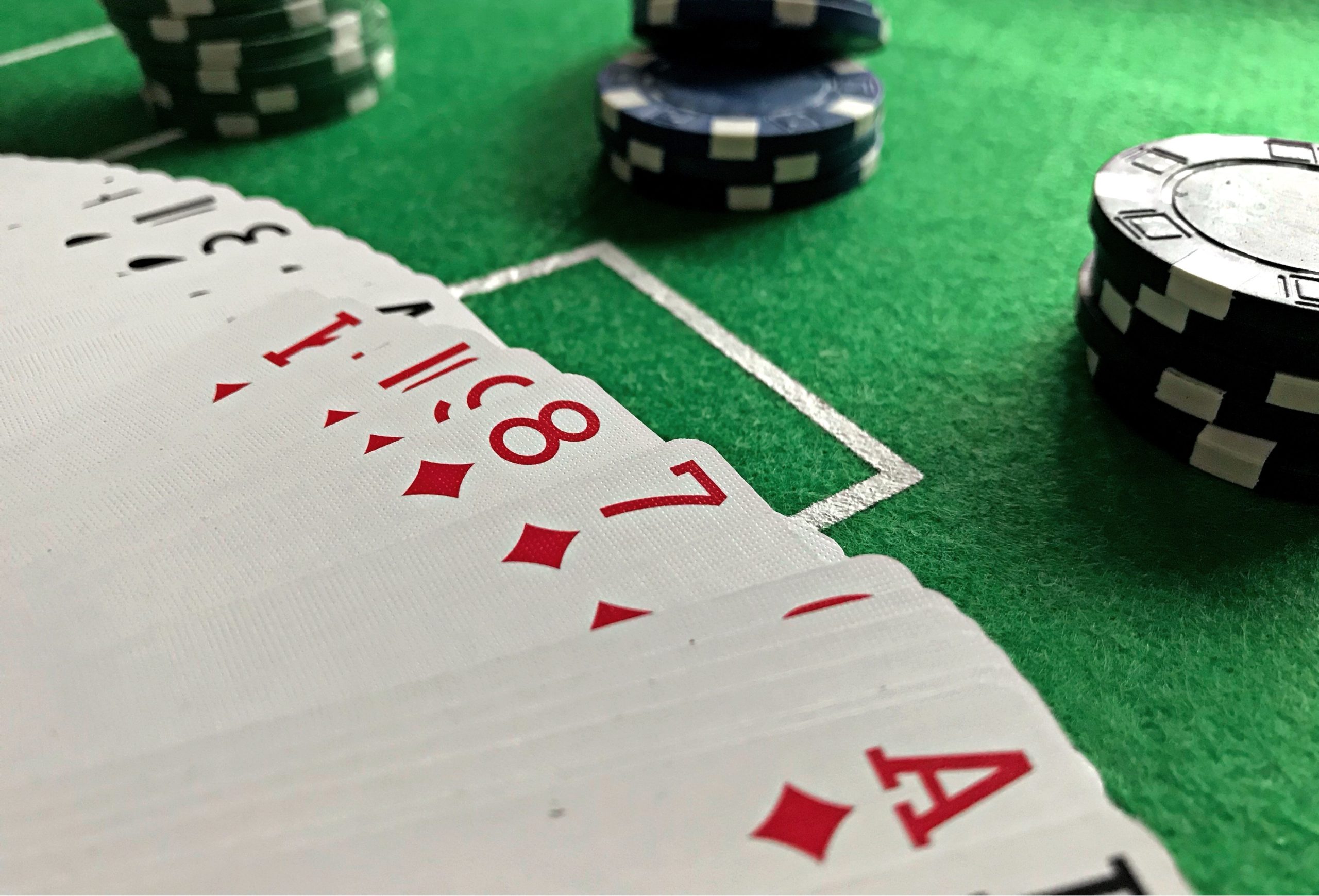 deck of playing cards, casino chips